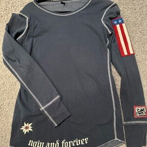 Alp N Rock Navy Long Sleeve Top with Red and White Accents